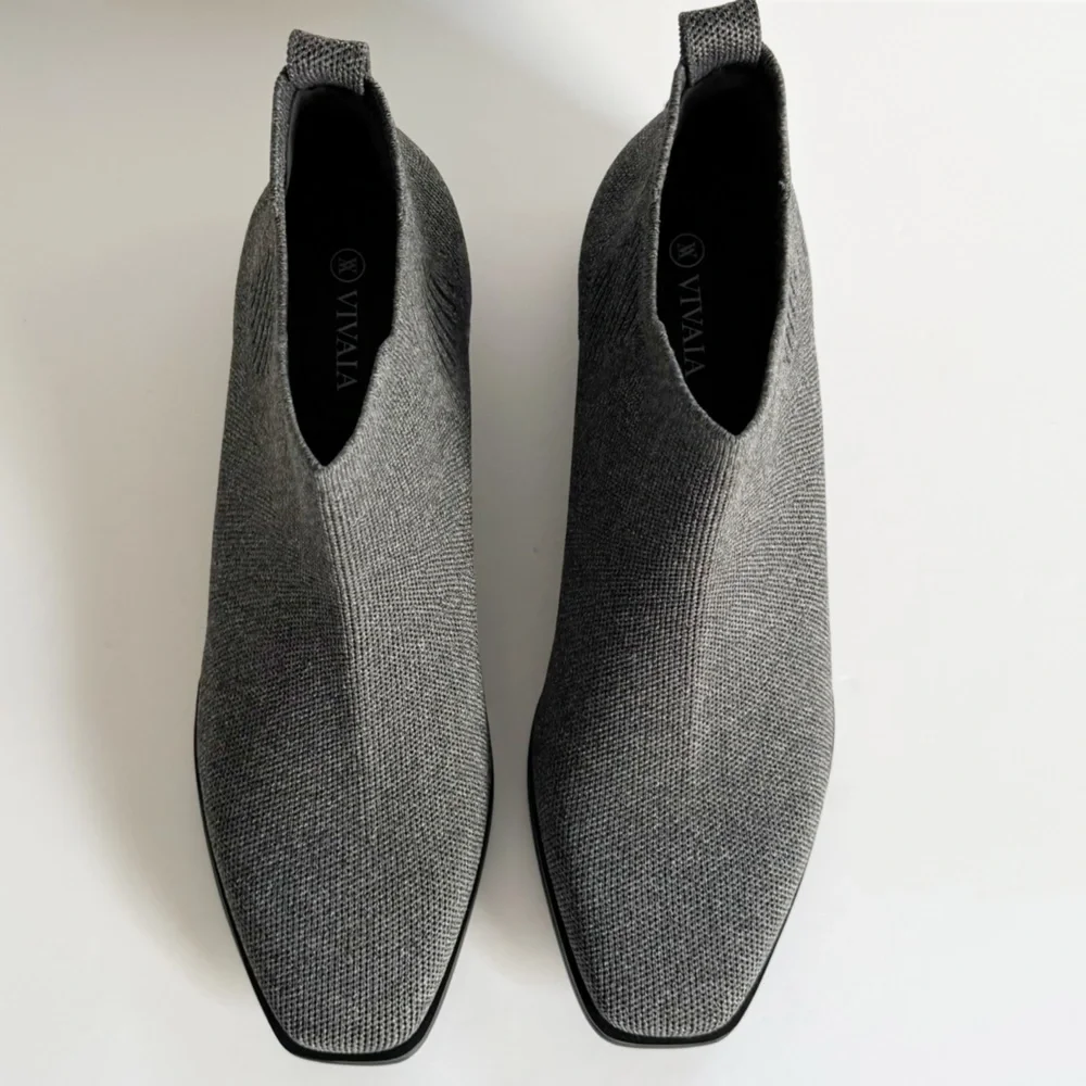 Vivaia Ryan Slip-On Square Toe Chelsea Ankle Boots in Grey | Size 41 NWOT - Picture 2 of 12